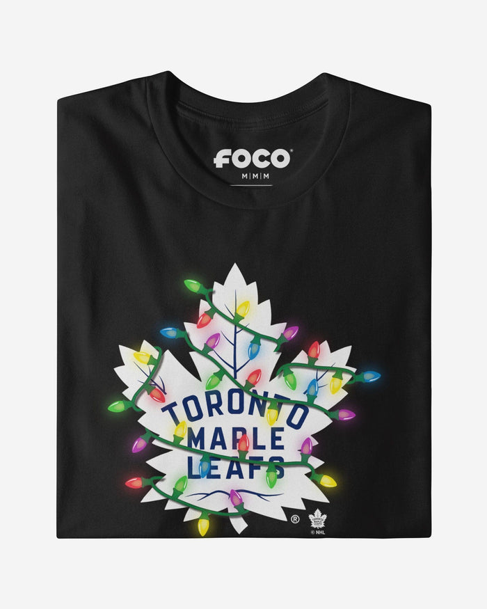 Toronto Maple Leafs Primary Logo Holiday Lights Long Sleeve T-Shirt FOCO S - FOCO.com