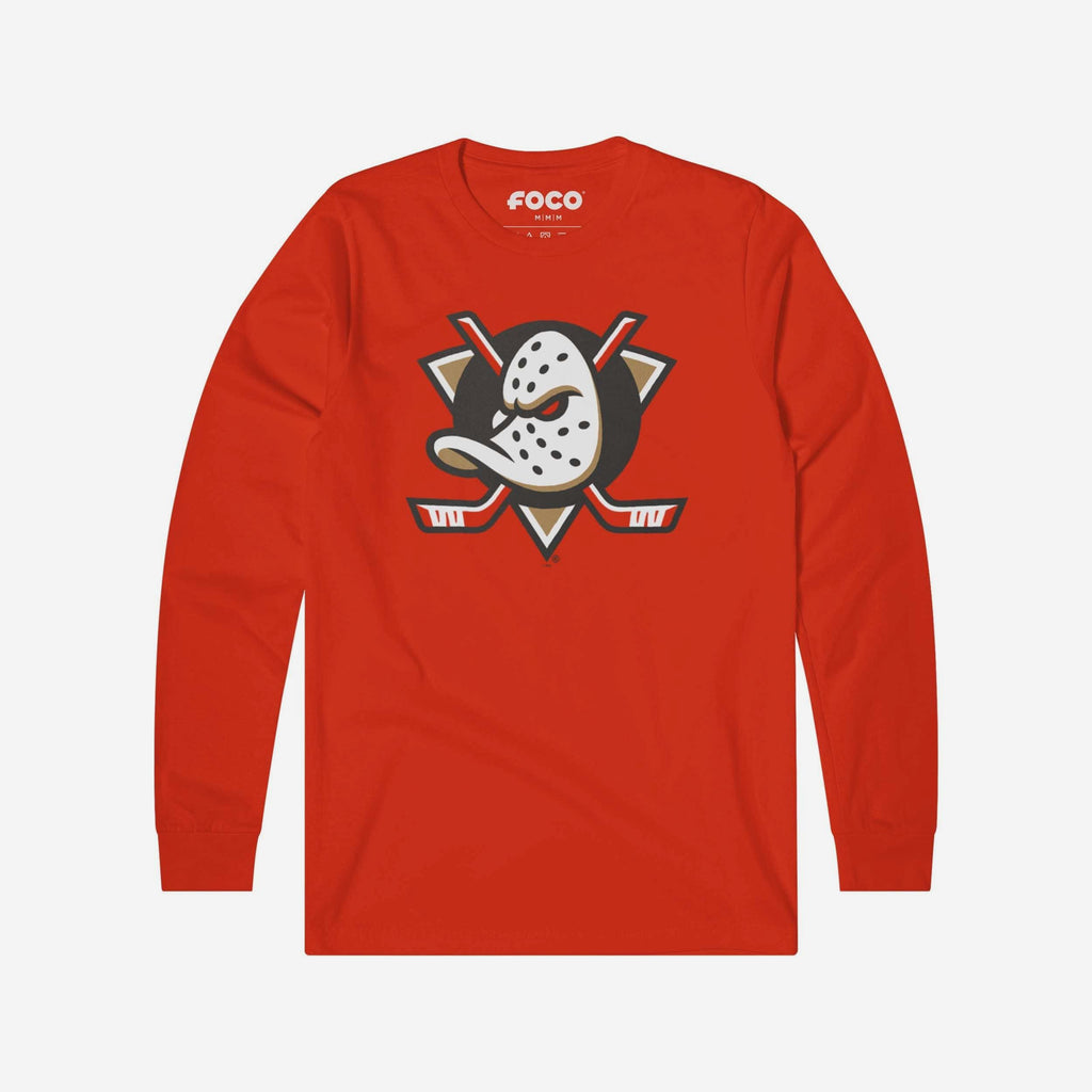 Anaheim Ducks Primary Logo Long Sleeve T-Shirt FOCO Poppy S - FOCO.com
