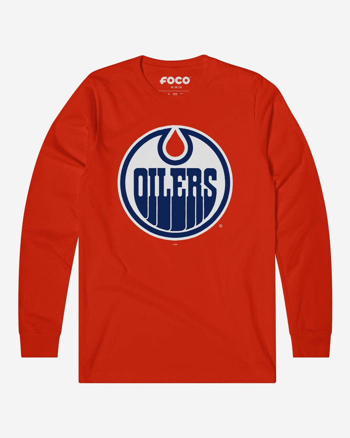 Edmonton Oilers Primary Logo Long Sleeve T-Shirt FOCO Poppy S - FOCO.com