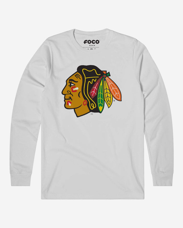 Chicago Blackhawks Primary Logo Long Sleeve T-Shirt FOCO White S - FOCO.com