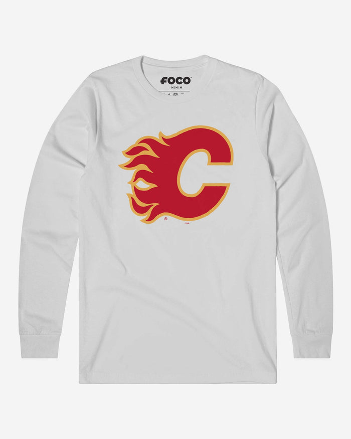 Calgary Flames Primary Logo Long Sleeve T-Shirt FOCO White S - FOCO.com