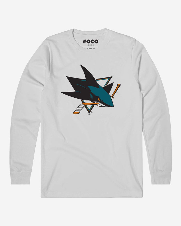 San Jose Sharks Primary Logo Long Sleeve T-Shirt FOCO White S - FOCO.com