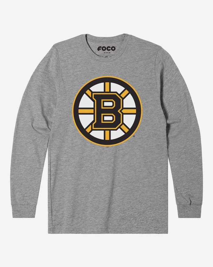 Boston Bruins Primary Logo Long Sleeve T-Shirt FOCO Athletic Heather S - FOCO.com