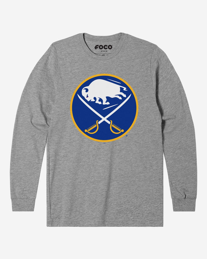 Buffalo Sabres Primary Logo Long Sleeve T-Shirt FOCO Athletic Heather S - FOCO.com