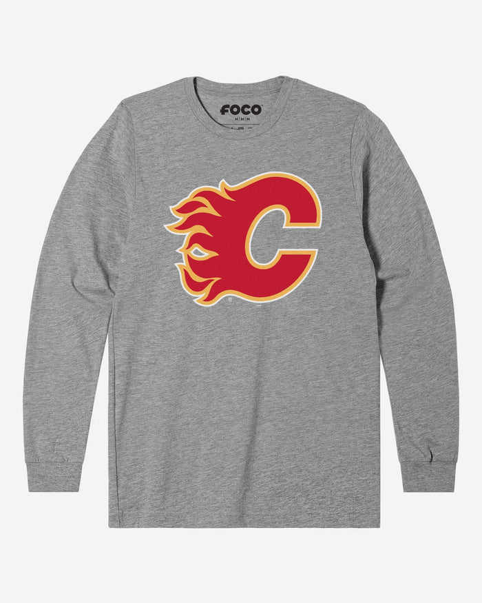 Calgary Flames Primary Logo Long Sleeve T-Shirt FOCO Athletic Heather S - FOCO.com