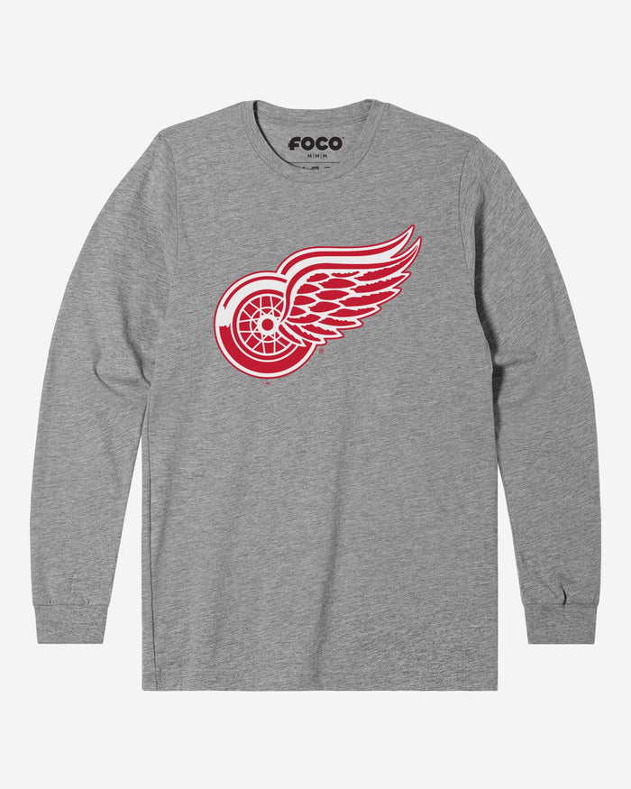 Detroit Red Wings Primary Logo Long Sleeve T-Shirt FOCO Athletic Heather S - FOCO.com