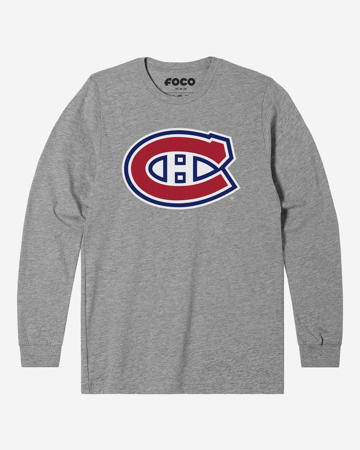 Montreal Canadiens Primary Logo Long Sleeve T-Shirt FOCO Athletic Heather S - FOCO.com