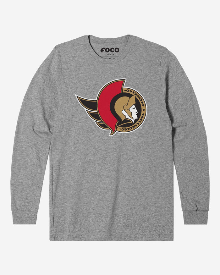 Ottawa Senators Primary Logo Long Sleeve T-Shirt FOCO Athletic Heather S - FOCO.com