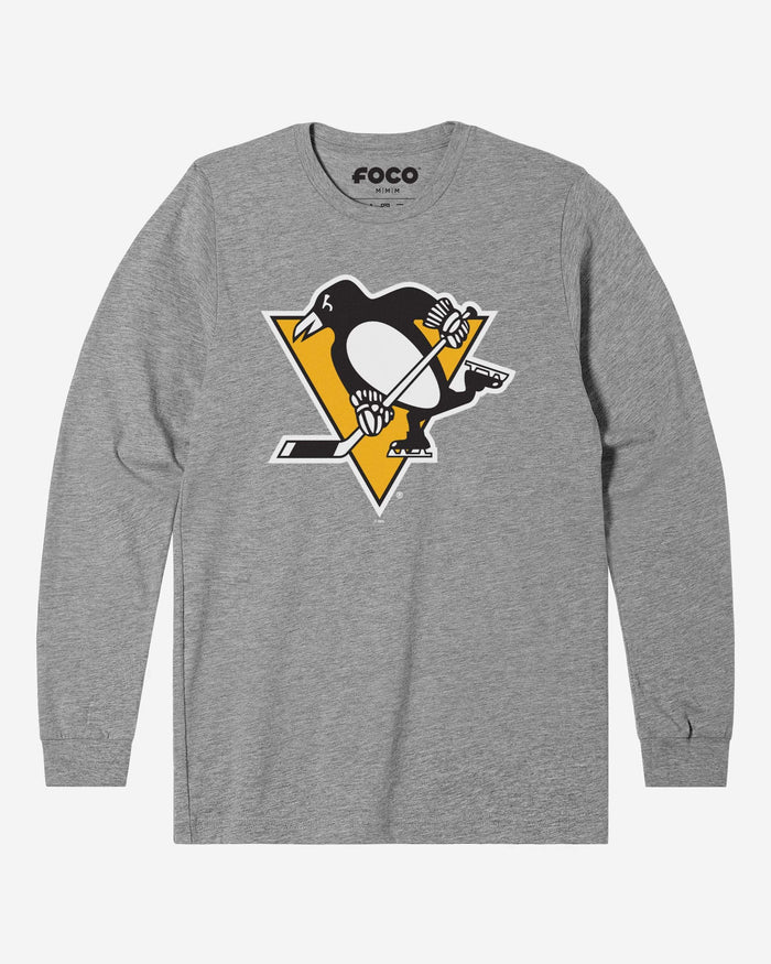 Pittsburgh Penguins Primary Logo Long Sleeve T-Shirt FOCO Athletic Heather S - FOCO.com