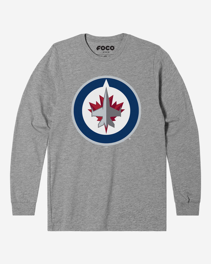 Winnipeg Jets Primary Logo Long Sleeve T-Shirt FOCO Athletic Heather S - FOCO.com