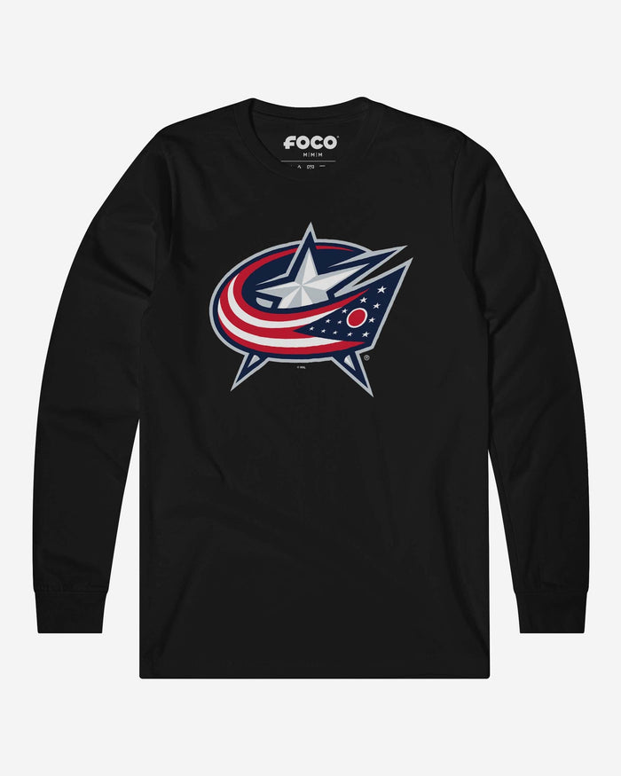 Columbus Blue Jackets Primary Logo Long Sleeve T-Shirt FOCO Black S - FOCO.com