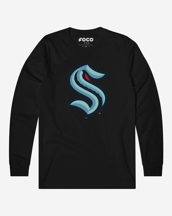 Seattle Kraken Primary Logo Long Sleeve T-Shirt FOCO Black S - FOCO.com