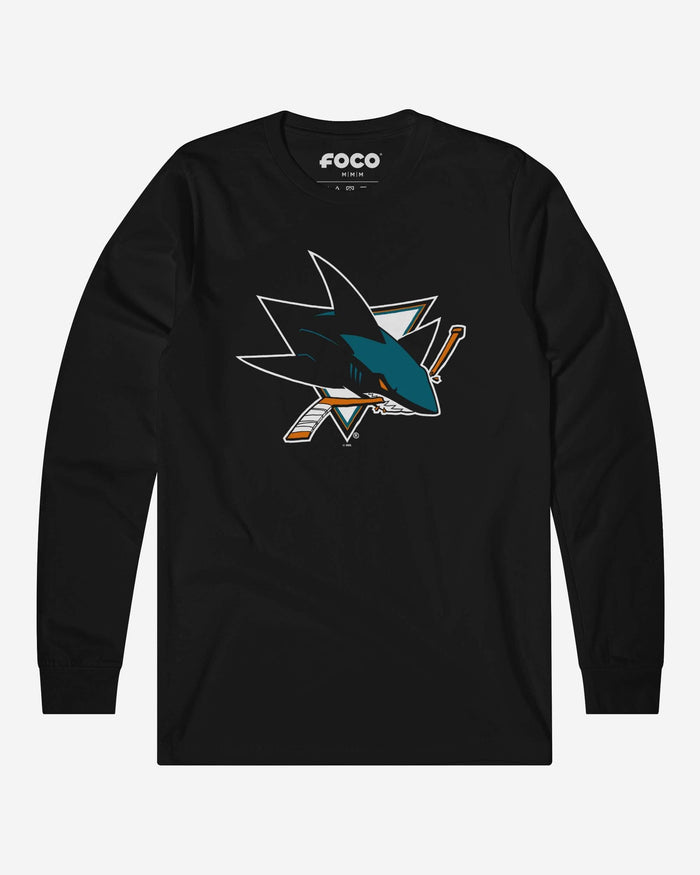 San Jose Sharks Primary Logo Long Sleeve T-Shirt FOCO Black S - FOCO.com