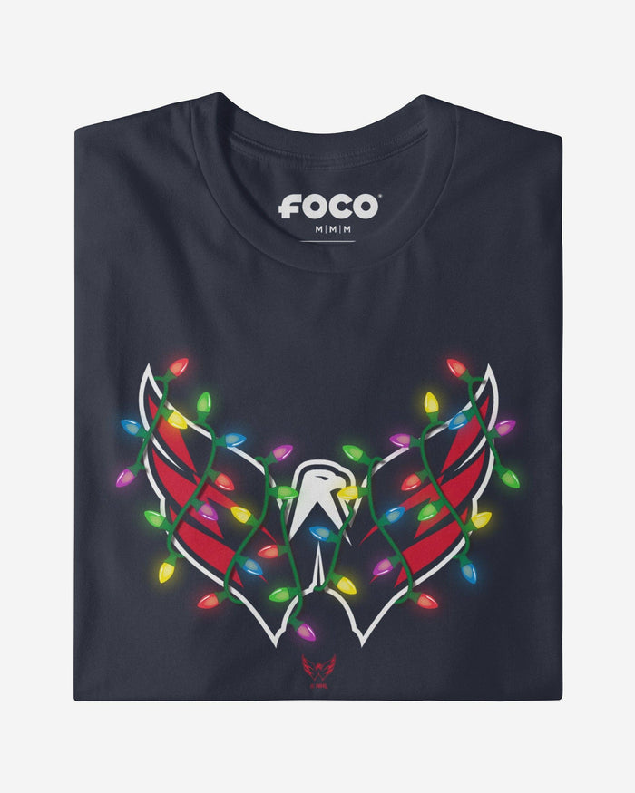 Washington Capitals Primary Logo Holiday Lights T-Shirt FOCO S - FOCO.com