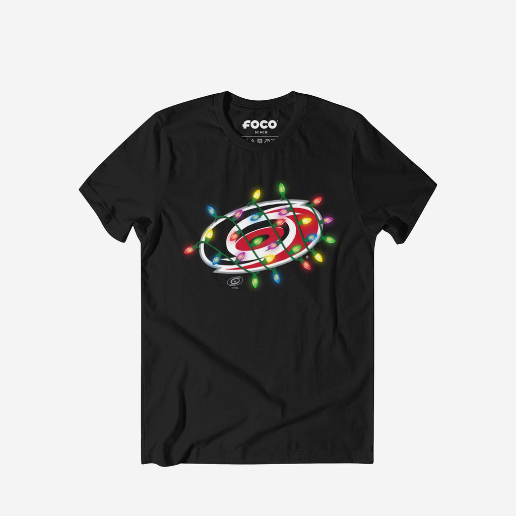 Carolina Hurricanes Primary Logo Holiday Lights T-Shirt FOCO S - FOCO.com