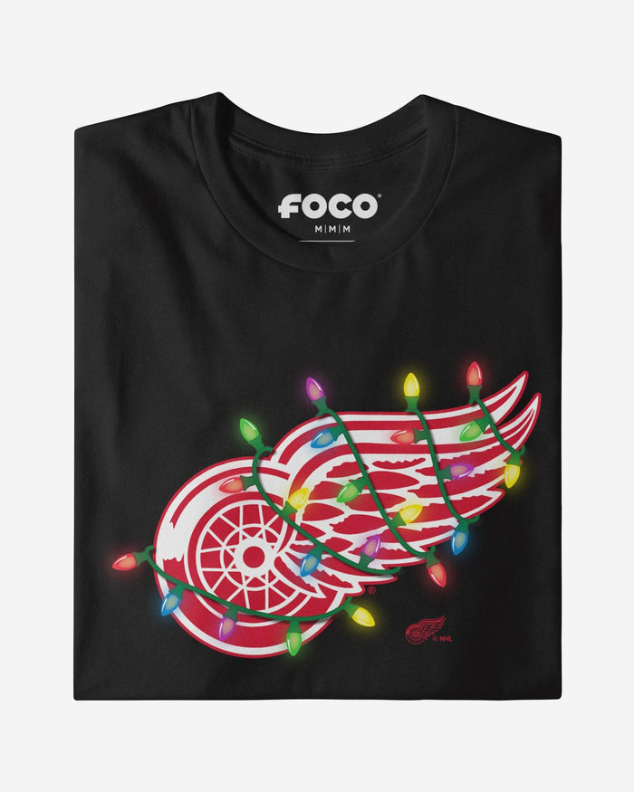 Detroit Red Wings Primary Logo Holiday Lights T-Shirt FOCO S - FOCO.com