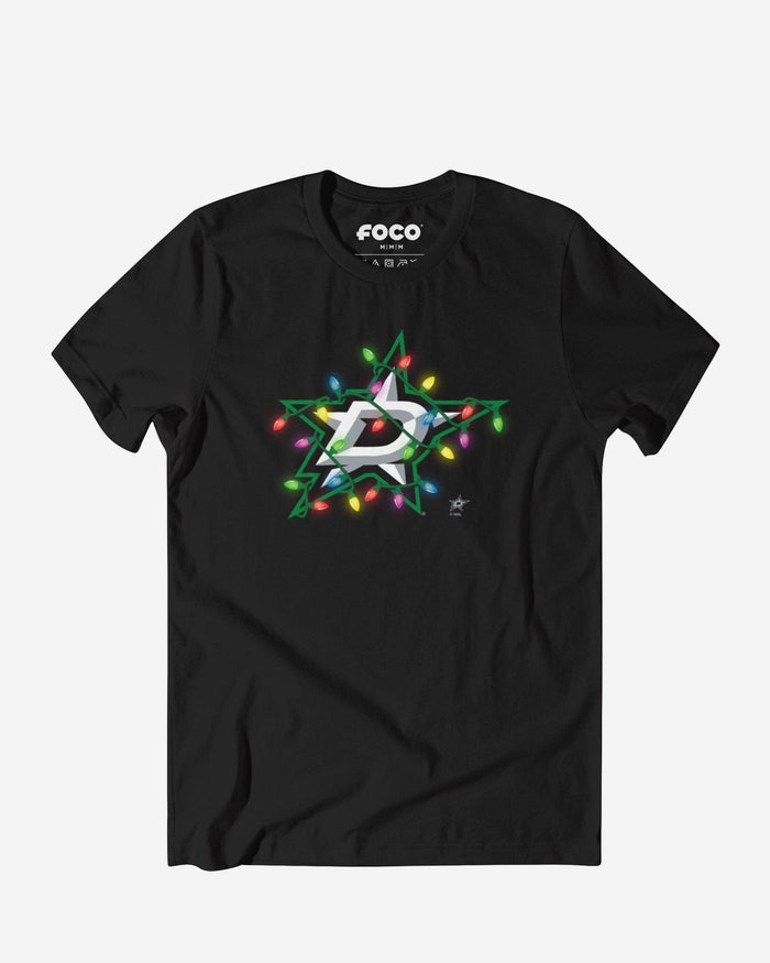 Dallas Stars Primary Logo Holiday Lights T-Shirt FOCO S - FOCO.com