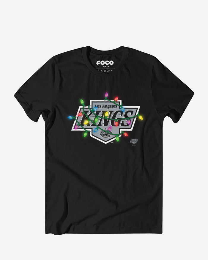 Los Angeles Kings Primary Logo Holiday Lights T-Shirt FOCO S - FOCO.com