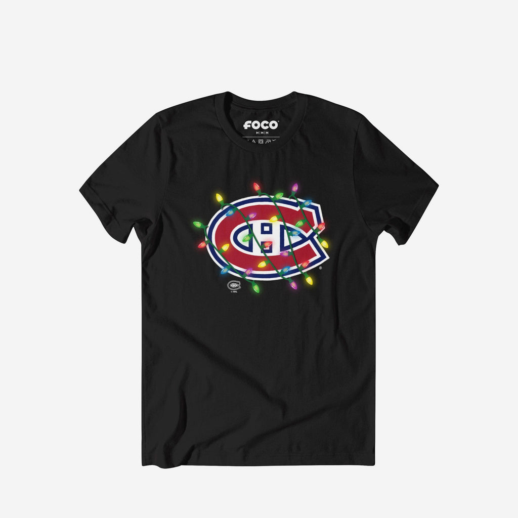 Montreal Canadiens Primary Logo Holiday Lights T-Shirt FOCO S - FOCO.com