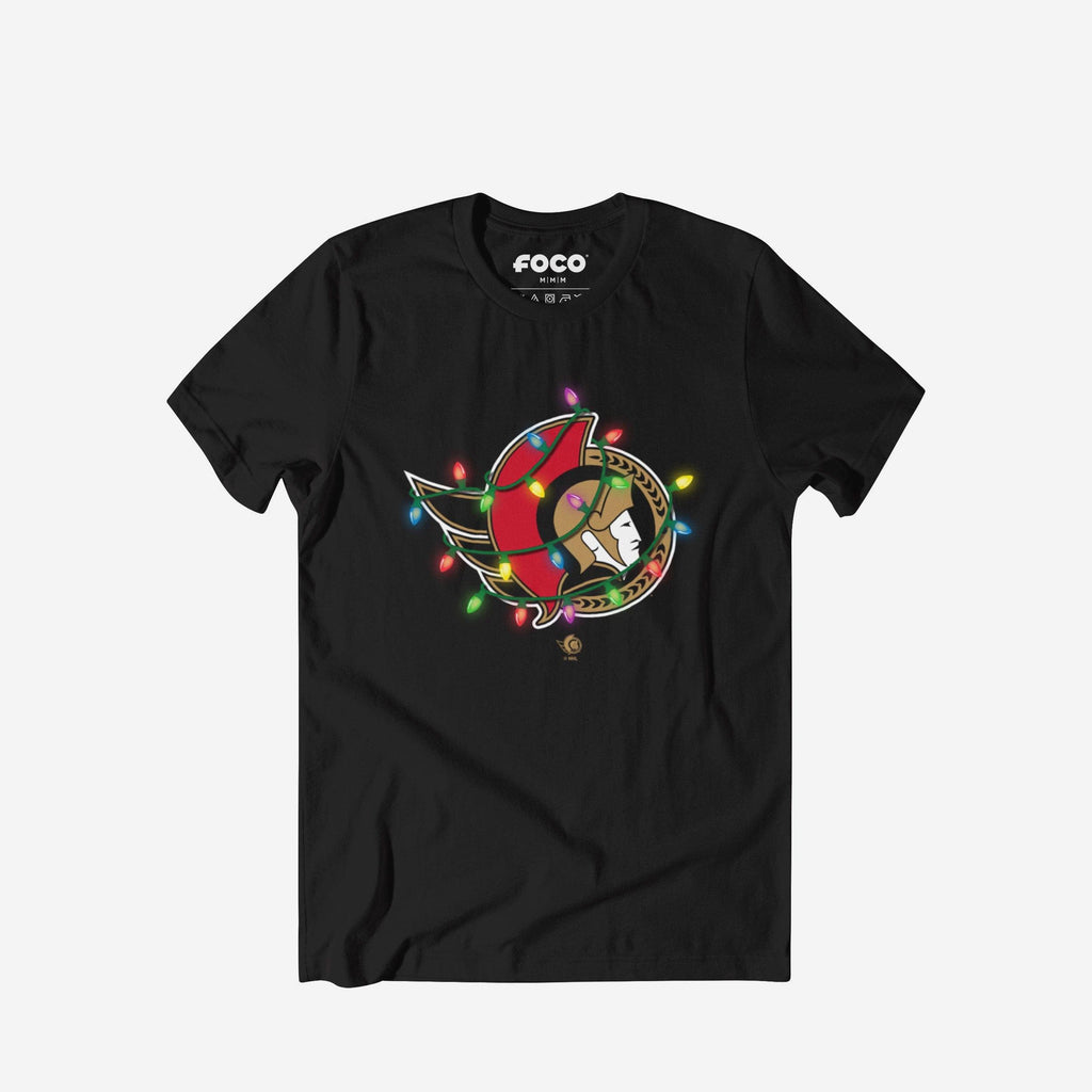 Ottawa Senators Primary Logo Holiday Lights T-Shirt FOCO S - FOCO.com