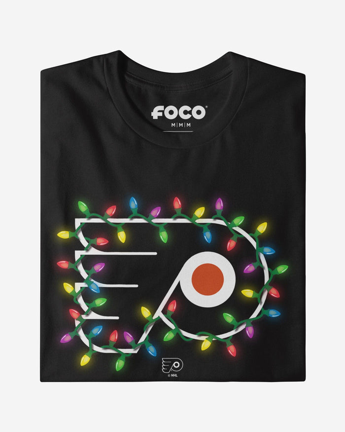 Philadelphia Flyers Primary Logo Holiday Lights T-Shirt FOCO S - FOCO.com