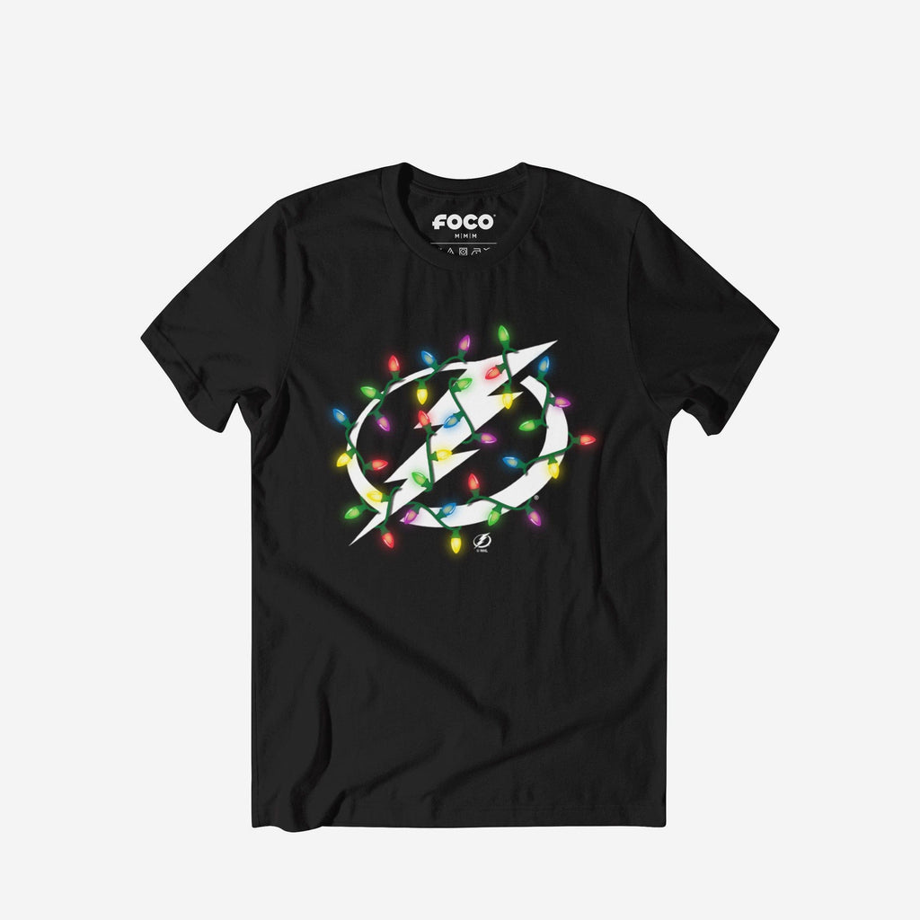 Tampa Bay Lightning Primary Logo Holiday Lights T-Shirt FOCO S - FOCO.com