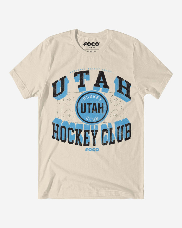 Utah Hockey Club Rink Arched Wordmark T-Shirt FOCO Natural S - FOCO.com