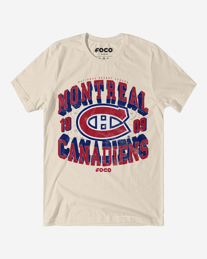 Montreal Canadiens Rink Arched Wordmark T-Shirt FOCO Natural S - FOCO.com