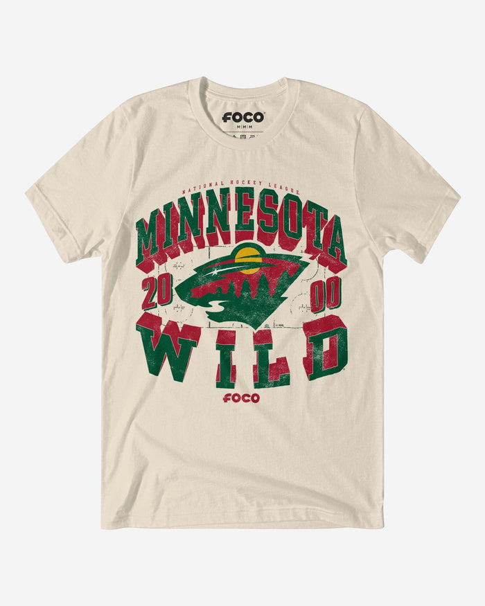 Minnesota Wild Rink Arched Wordmark T-Shirt FOCO Natural S - FOCO.com