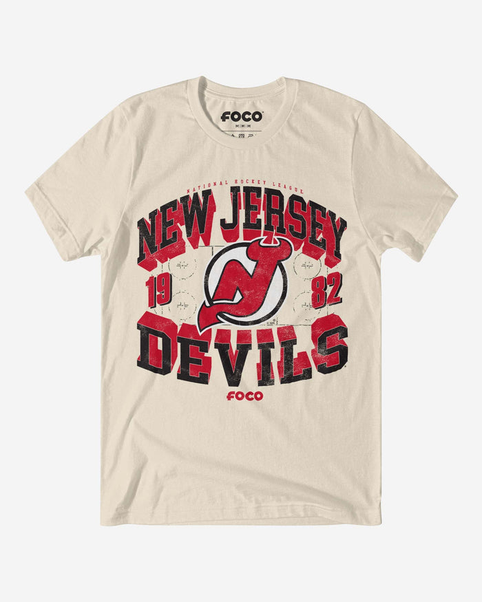 New Jersey Devils Rink Arched Wordmark T-Shirt FOCO Natural S - FOCO.com