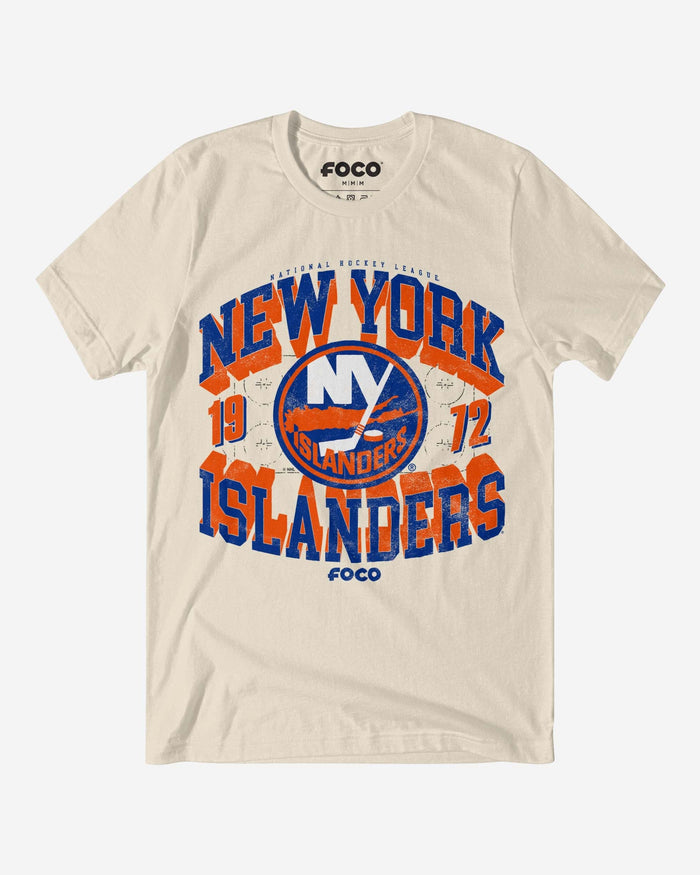 New York Islanders Rink Arched Wordmark T-Shirt FOCO Natural S - FOCO.com