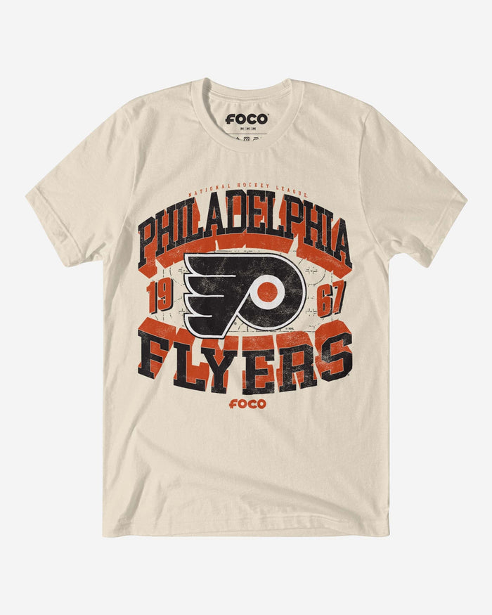 Philadelphia Flyers Rink Arched Wordmark T-Shirt FOCO Natural S - FOCO.com