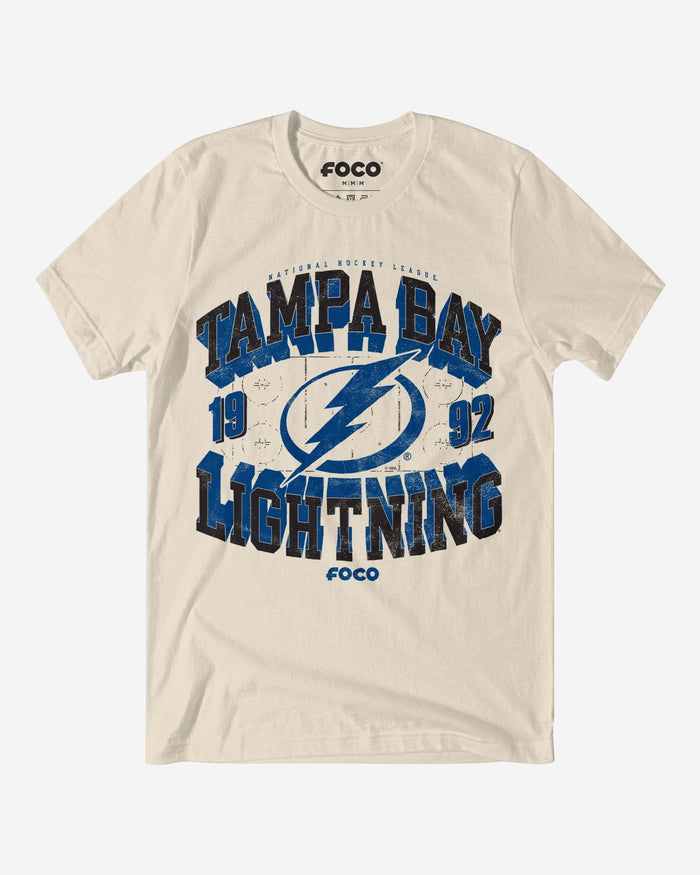 Tampa Bay Lightning Rink Arched Wordmark T-Shirt FOCO Natural S - FOCO.com