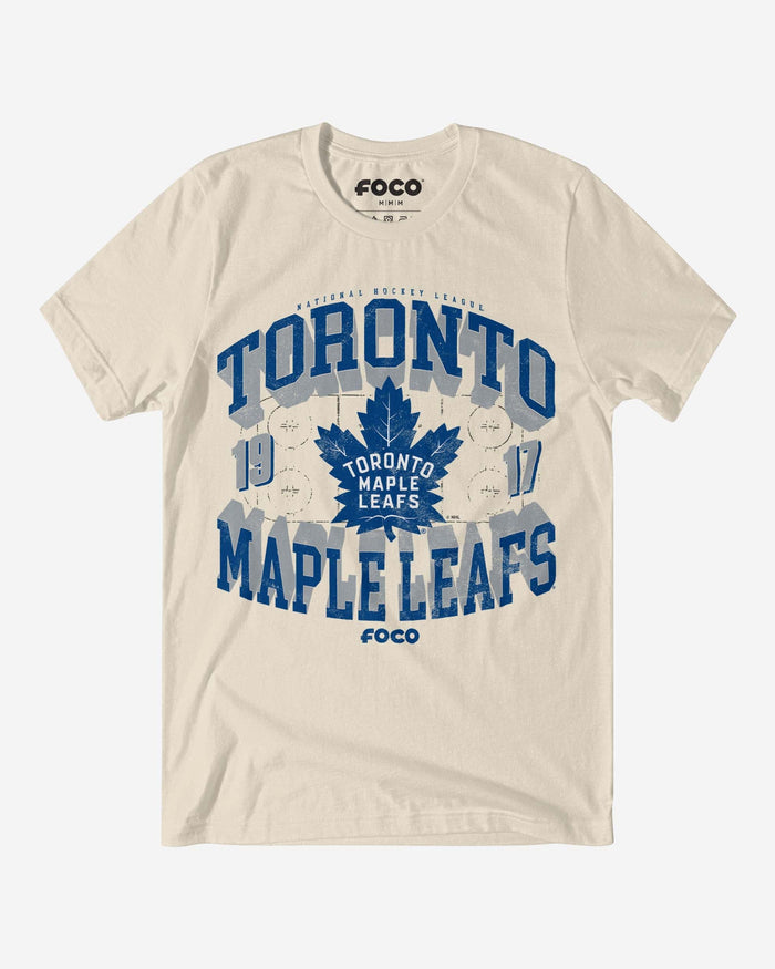 Toronto Maple Leafs Rink Arched Wordmark T-Shirt FOCO Natural S - FOCO.com