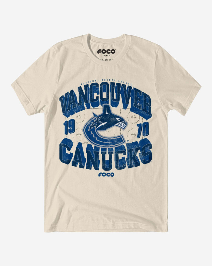 Vancouver Canucks Rink Arched Wordmark T-Shirt FOCO Natural S - FOCO.com