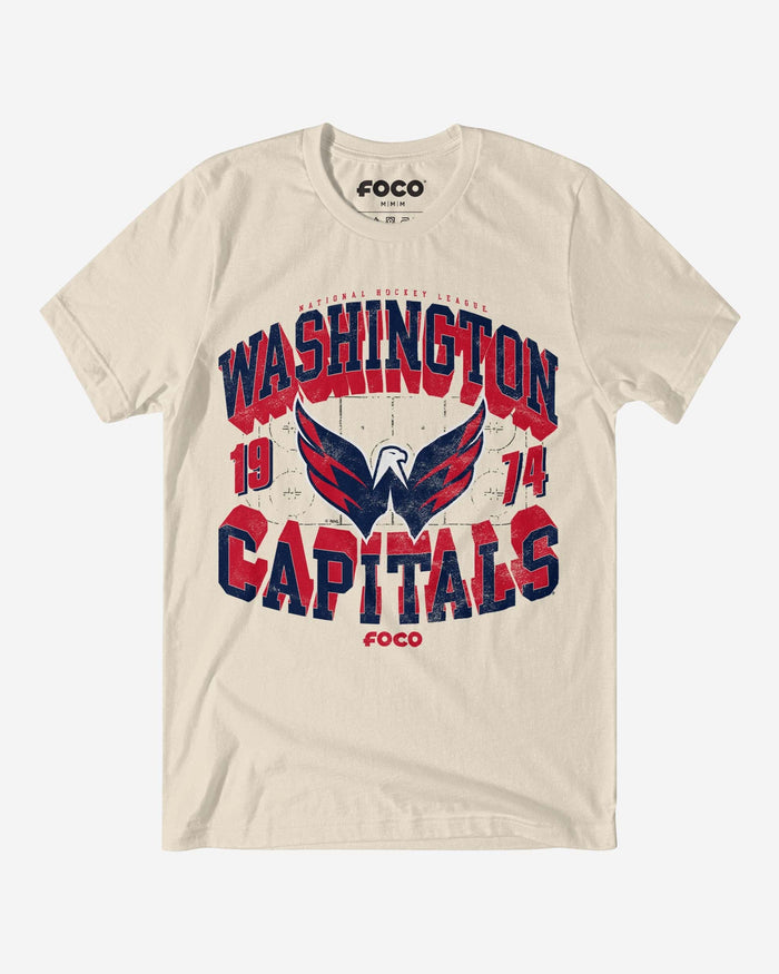 Washington Capitals Rink Arched Wordmark T-Shirt FOCO Natural S - FOCO.com