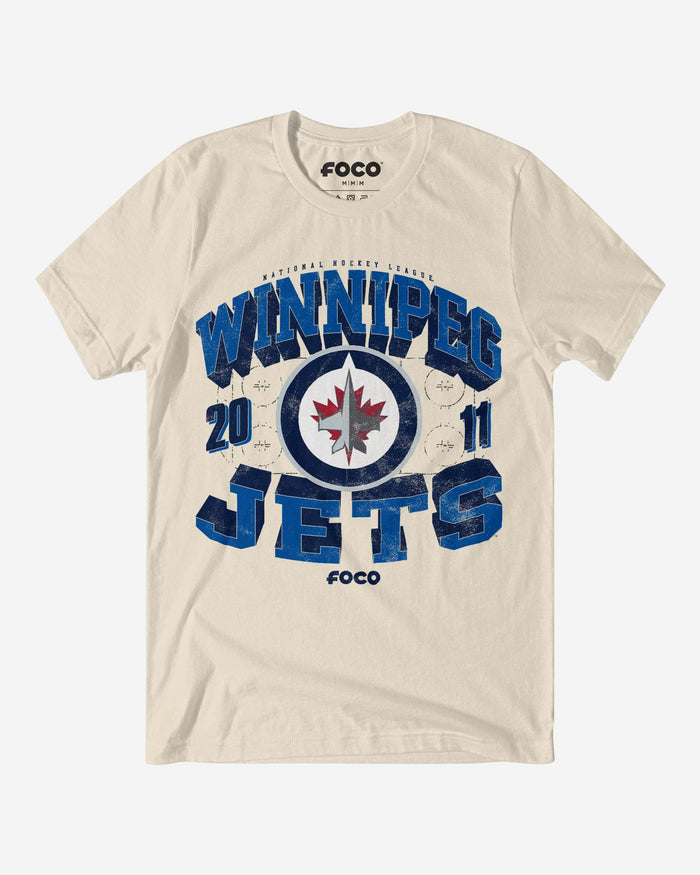 Winnipeg Jets Rink Arched Wordmark T-Shirt FOCO Natural S - FOCO.com