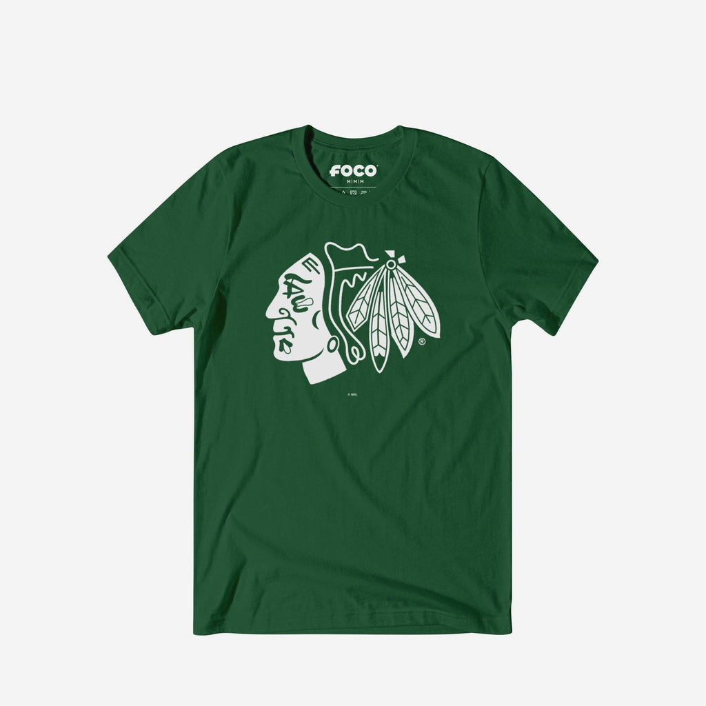 Chicago Blackhawks White Logo T-Shirt FOCO S - FOCO.com