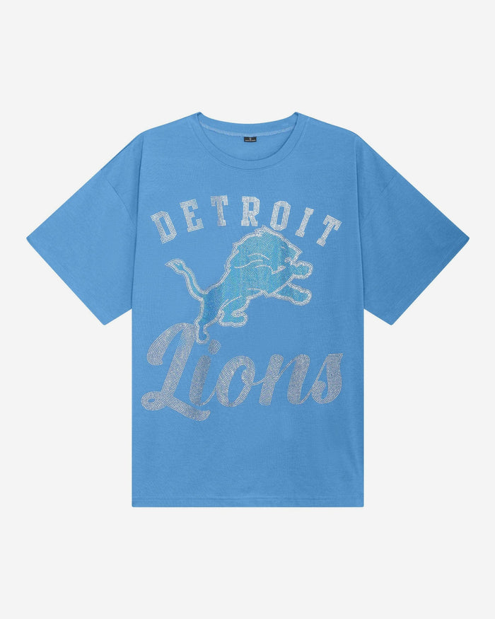 Detroit Lions Womens Rhinestone Logo Oversized T-Shirt FOCO S - FOCO.com