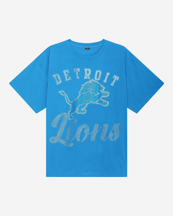 Detroit Lions Womens Rhinestone Logo Oversized T-Shirt FOCO S - FOCO.com