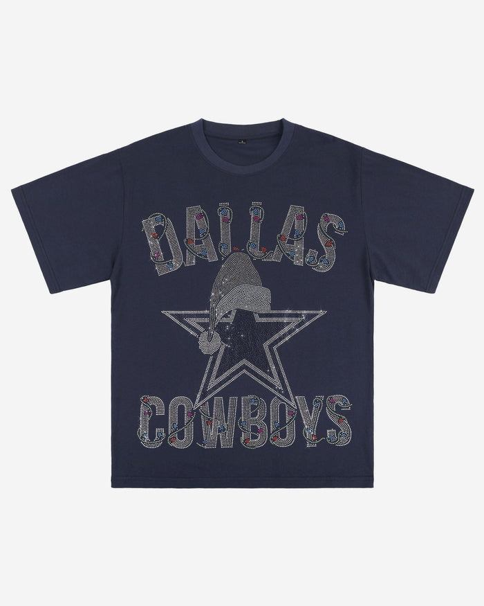 Dallas Cowboys Womens Rhinestone Logo Oversized Holiday T-Shirt FOCO S - FOCO.com