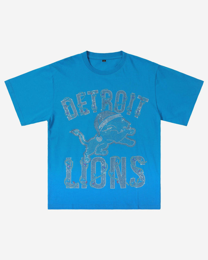 Detroit Lions Womens Rhinestone Logo Oversized Holiday T-Shirt FOCO S - FOCO.com