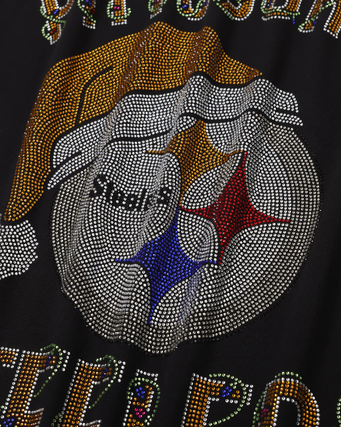 Pittsburgh Steelers Womens Rhinestone Logo Oversized Holiday T-Shirt FOCO S - FOCO.com