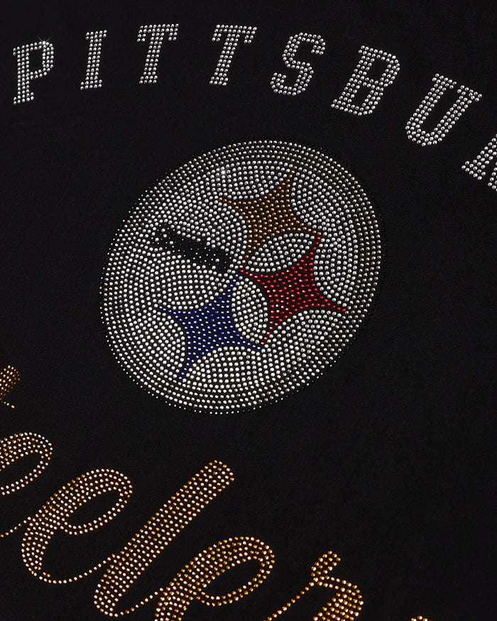 Pittsburgh Steelers Womens Rhinestone Logo Oversized T-Shirt FOCO S - FOCO.com
