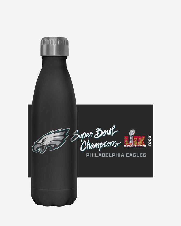 Philadelphia Eagles Super Bowl LIX Champions Black 17 oz Stainless Steel Bottle FOCO - FOCO.com