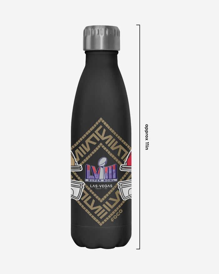 Kansas City Chiefs vs San Francisco 49ers Super Bowl LVIII Black 17 oz Stainless Steel Bottle FOCO - FOCO.com