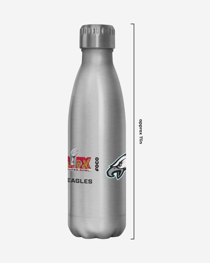 Philadelphia Eagles Super Bowl LIX Champions Silver 17 oz Stainless Steel Bottle FOCO - FOCO.com