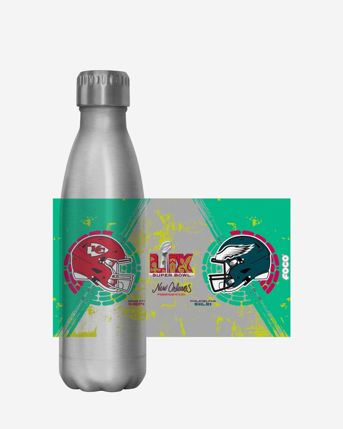 Kansas City Chiefs vs Philadelphia Eagles Super Bowl LIX Silver 17 oz Stainless Steel Bottle FOCO - FOCO.com