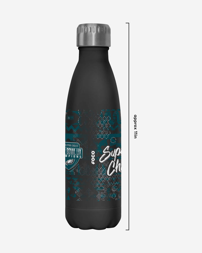 Philadelphia Eagles Super Bowl LIX Champions Stencil Black 17 oz Stainless Steel Bottle FOCO - FOCO.com