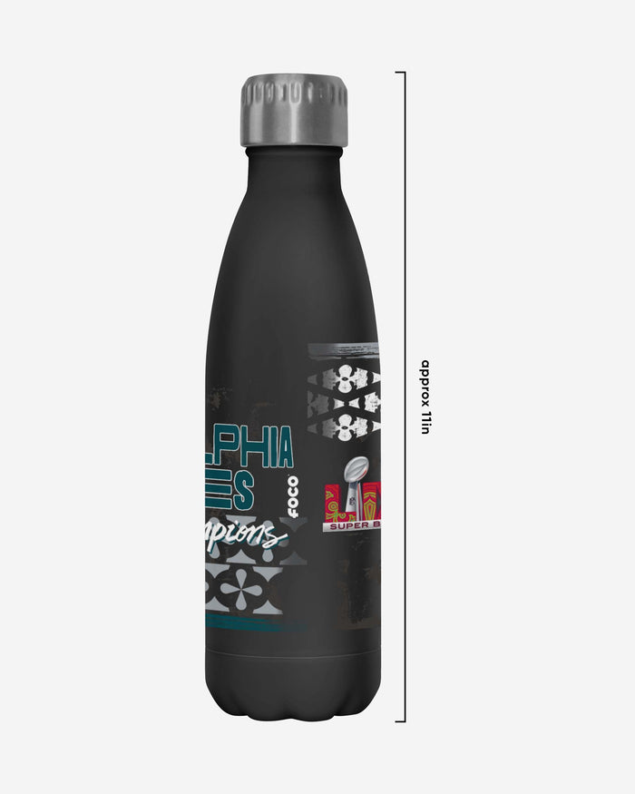 Philadelphia Eagles Super Bowl LIX Champions Stencil Black Diamond 17 oz Stainless Steel Bottle FOCO - FOCO.com